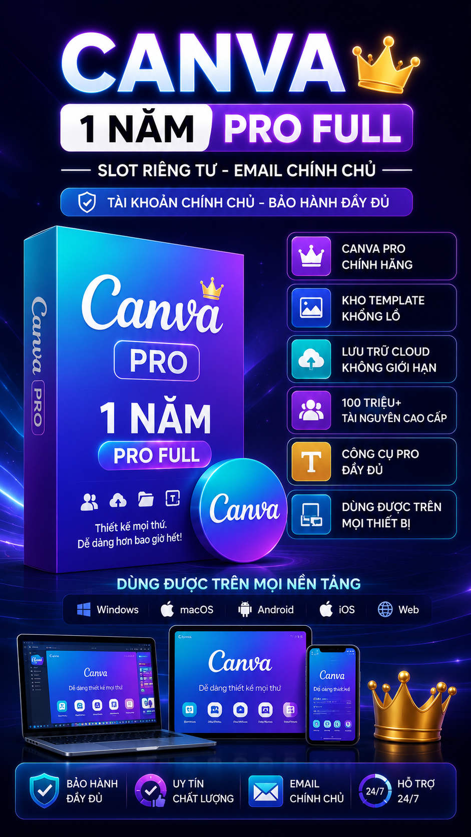 - CANVA 1 NĂM PRO FULL  Slot riêng tư email chính chủ